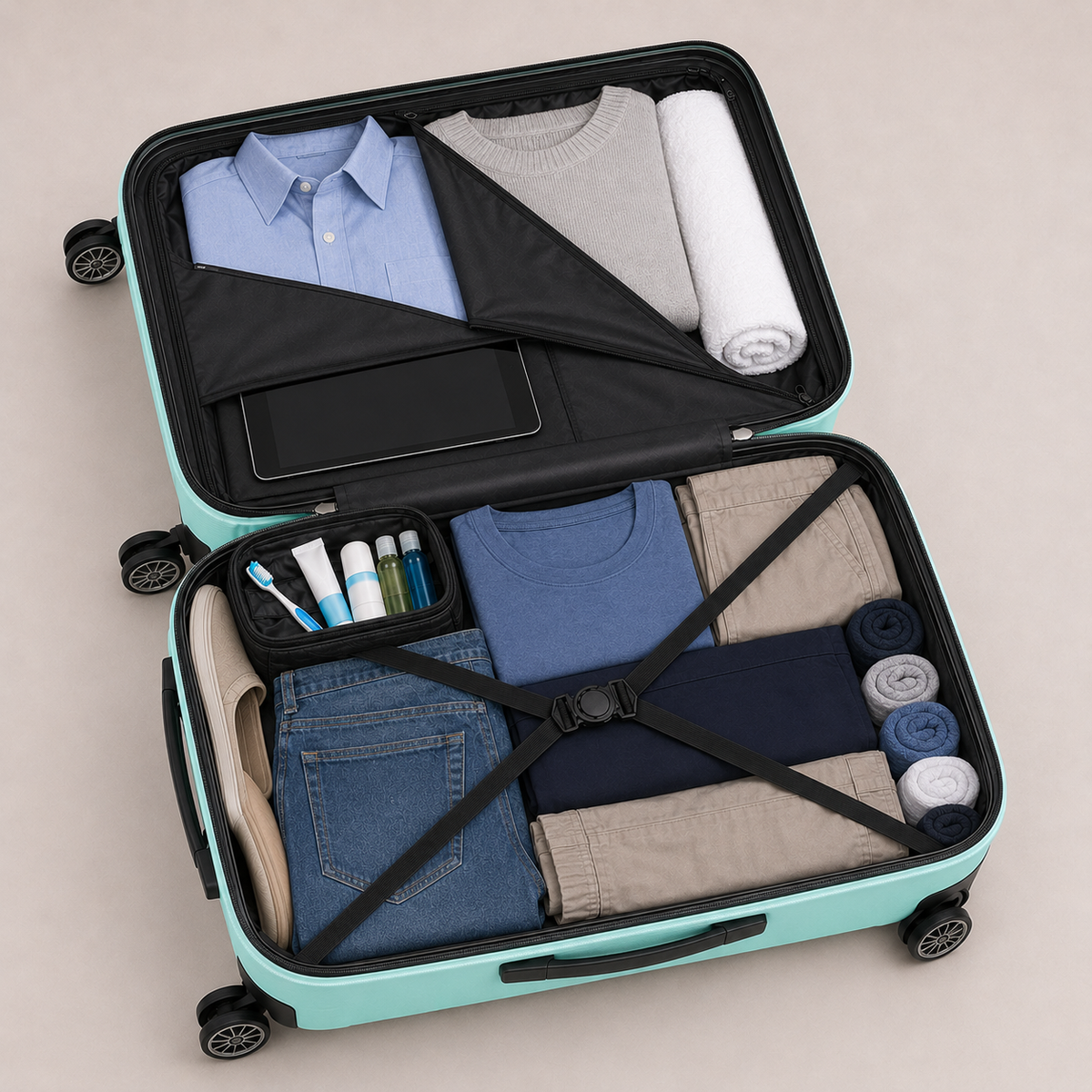 Paverra Expander Mint - кабинен куфар Priority 55 × 40 × 23 см